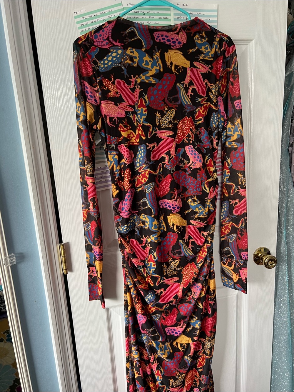 Farm Rio Long-Sleeve Mesh Printed Midi Dress - Picture 4 of 5